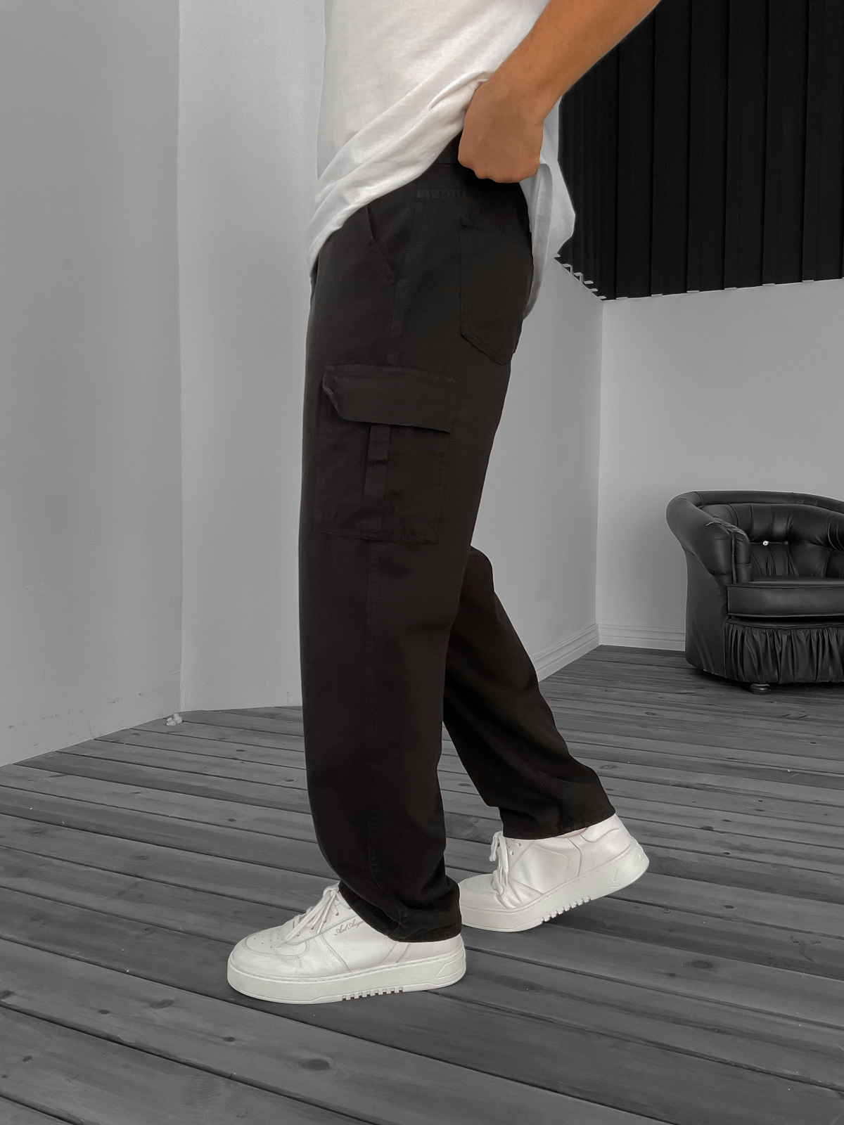 Siyah İnce Baggy Kargo Pantolon DP-004