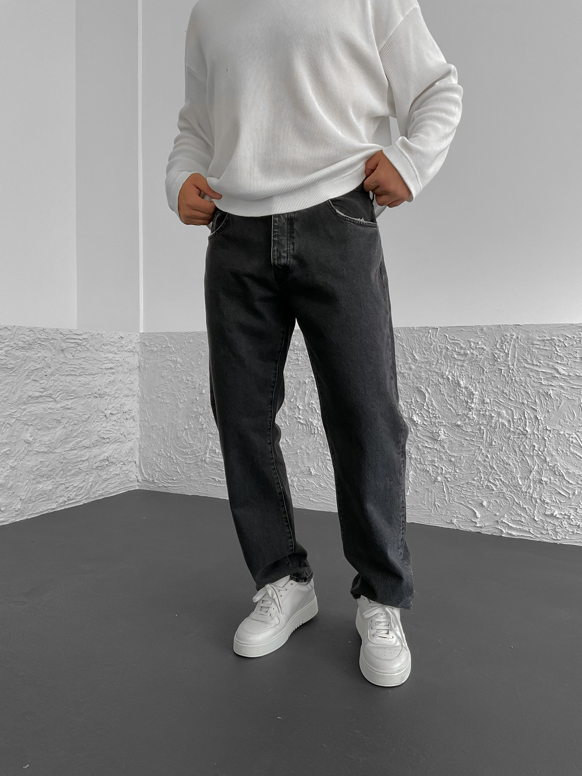 Antrasit Basic Yıkamalı Baggy Jean GJ-16198