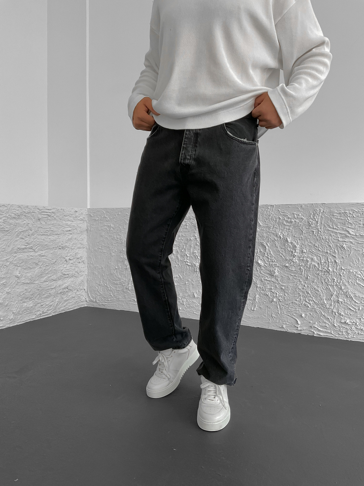 Antrasit Basic Yıkamalı Baggy Jean GJ-16198