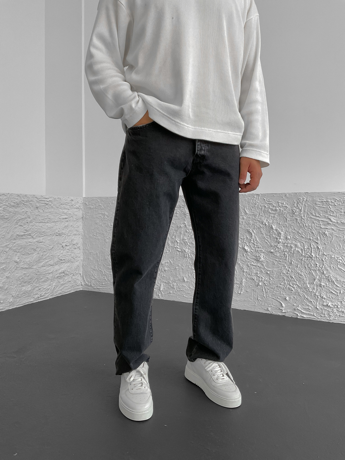Antrasit Basic Yıkamalı Baggy Jean GJ-16198