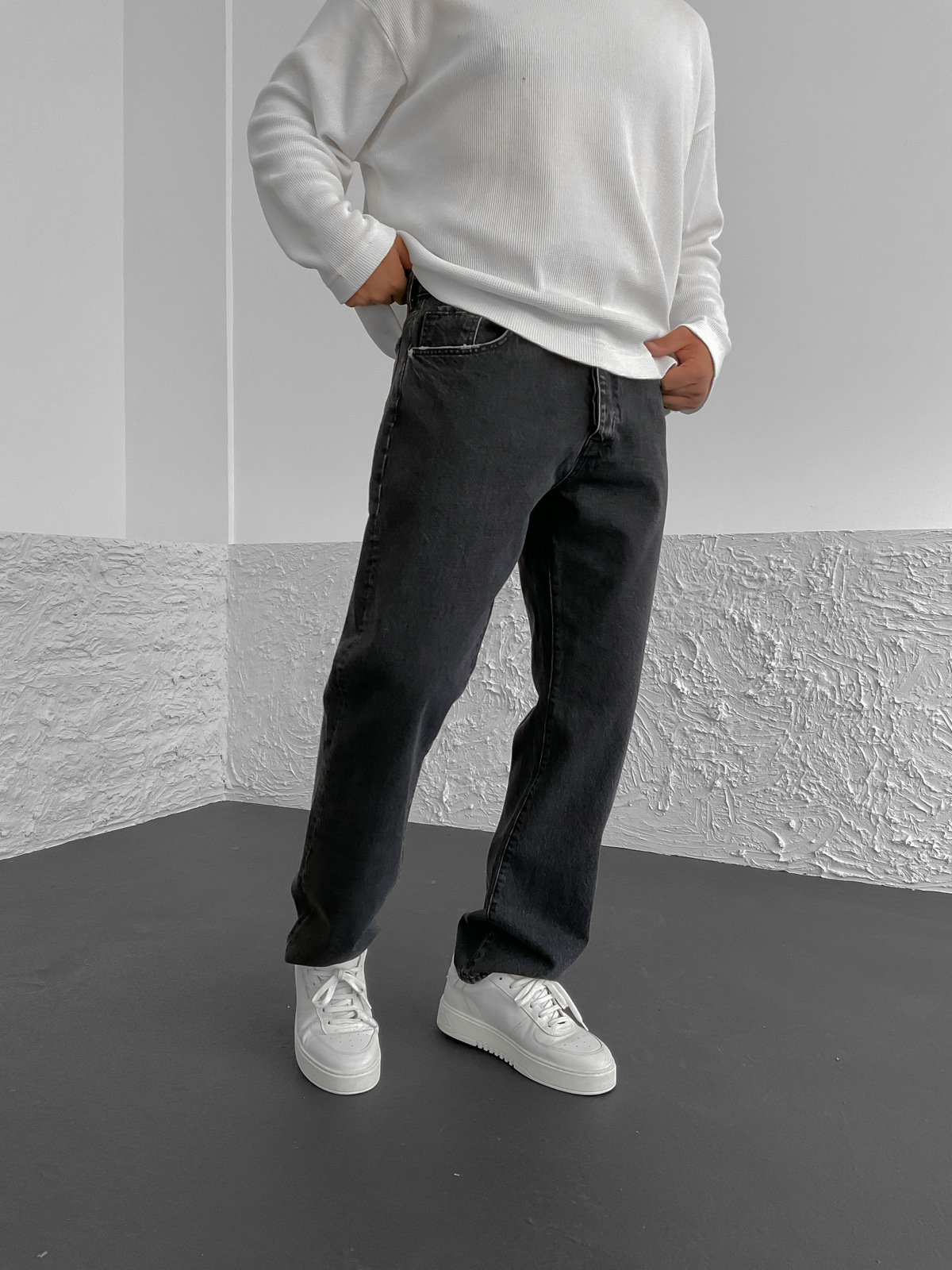 Antrasit Basic Yıkamalı Baggy Jean GJ-16198