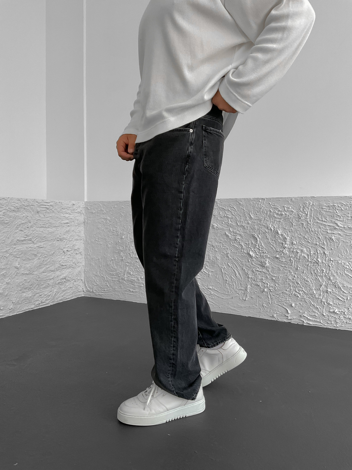 Antrasit Basic Yıkamalı Baggy Jean GJ-16198