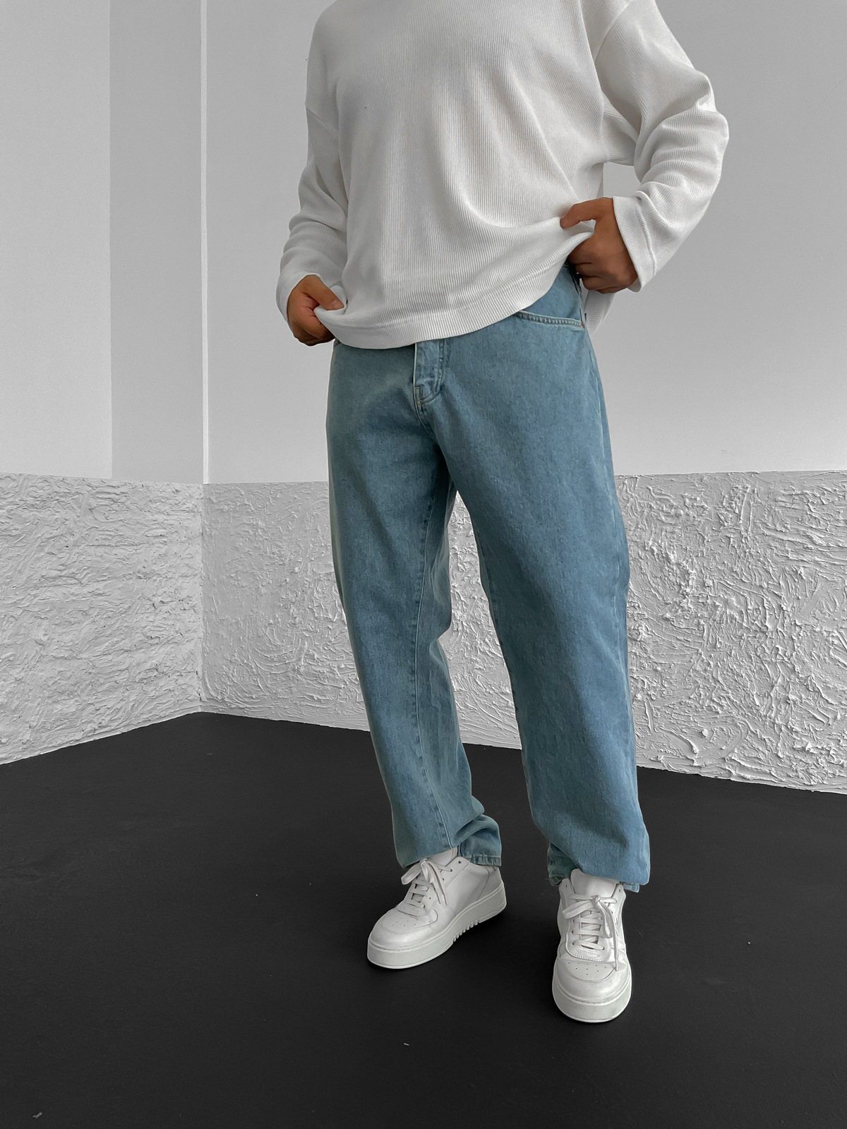 Açık Mavi Basic Yıkamalı Baggy Jean GJ-16198