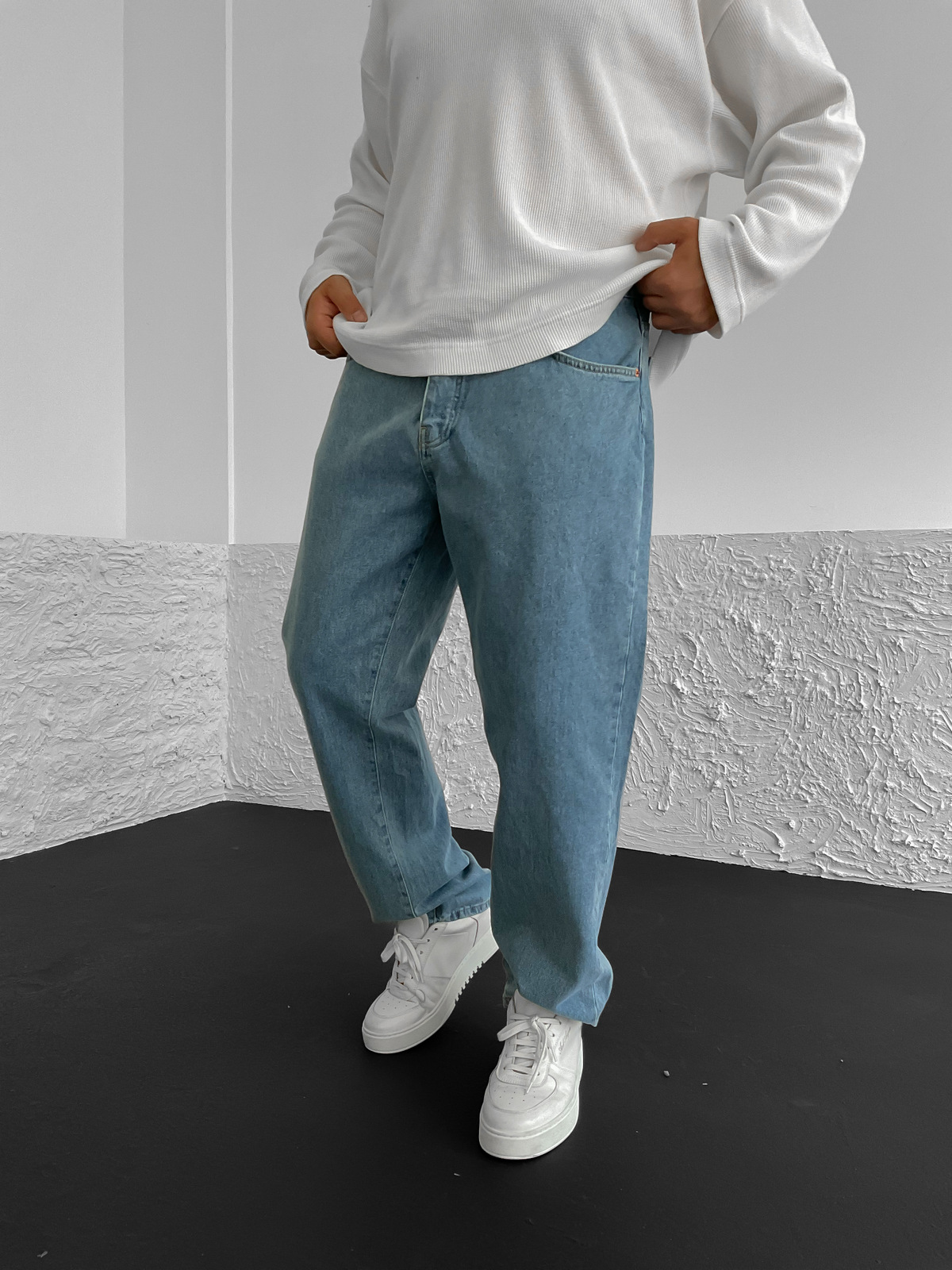 Açık Mavi Basic Yıkamalı Baggy Jean GJ-16198