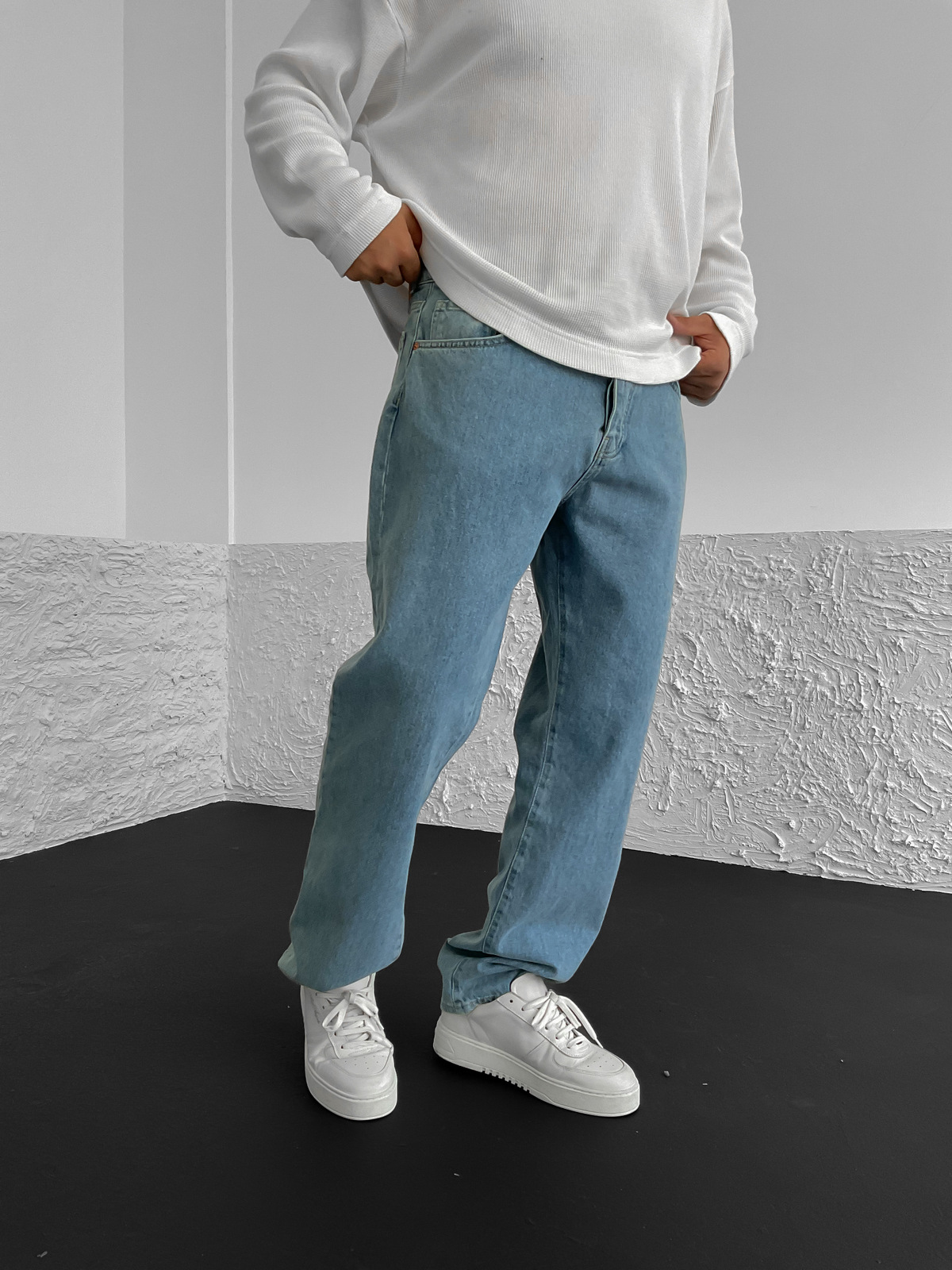 Açık Mavi Basic Yıkamalı Baggy Jean GJ-16198