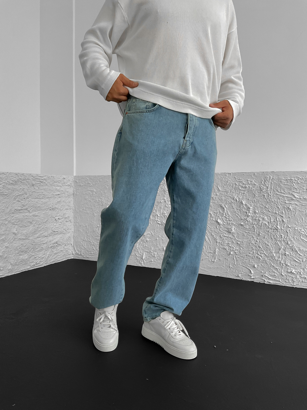 Açık Mavi Basic Yıkamalı Baggy Jean GJ-16198