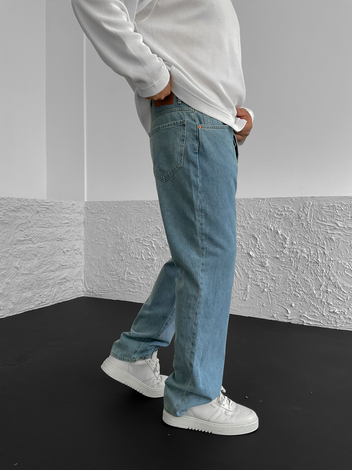 Açık Mavi Basic Yıkamalı Baggy Jean GJ-16198