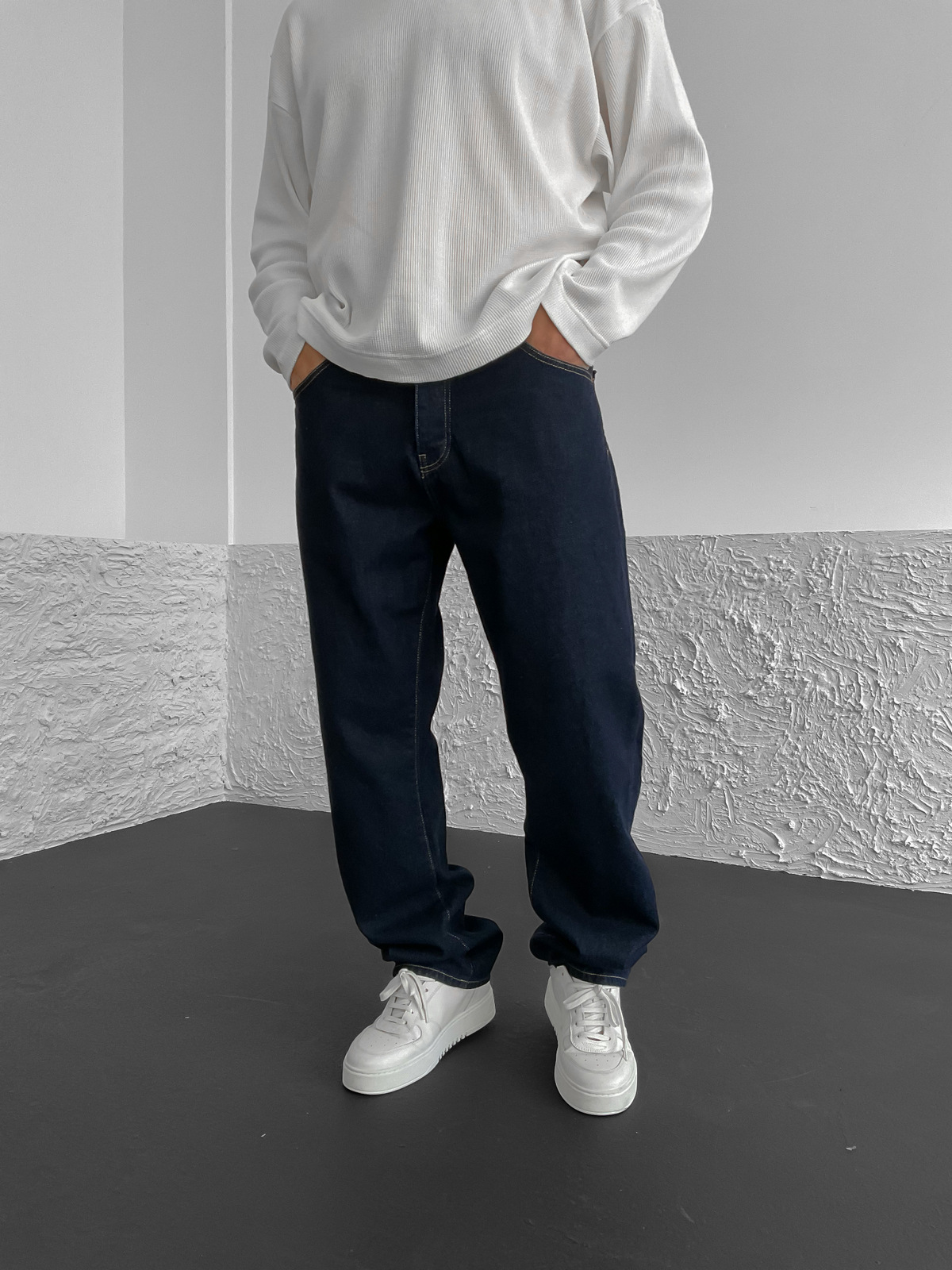 Lacivert Basic Yıkamalı Baggy Jean GJ-16198