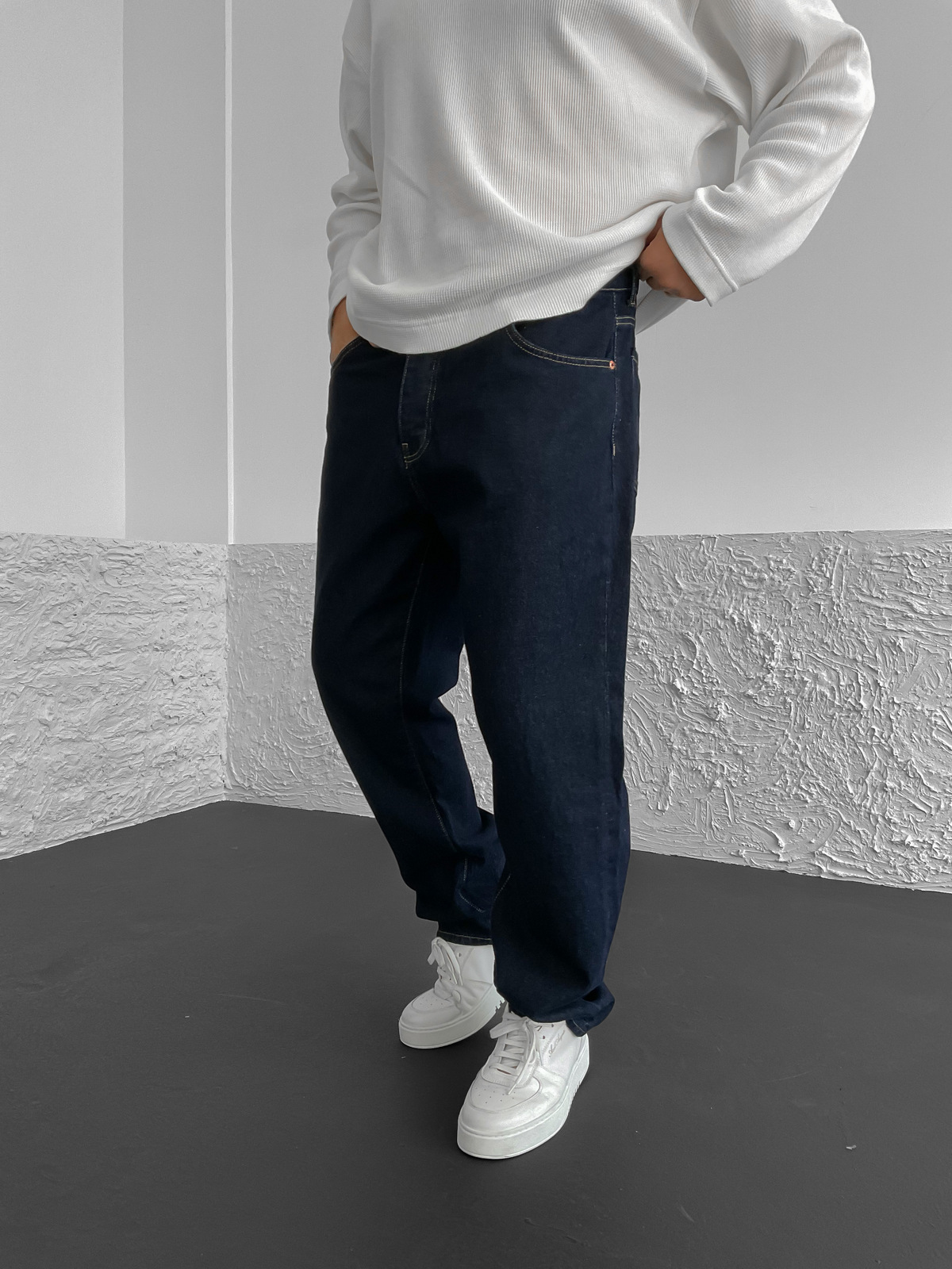 Lacivert Basic Yıkamalı Baggy Jean GJ-16198