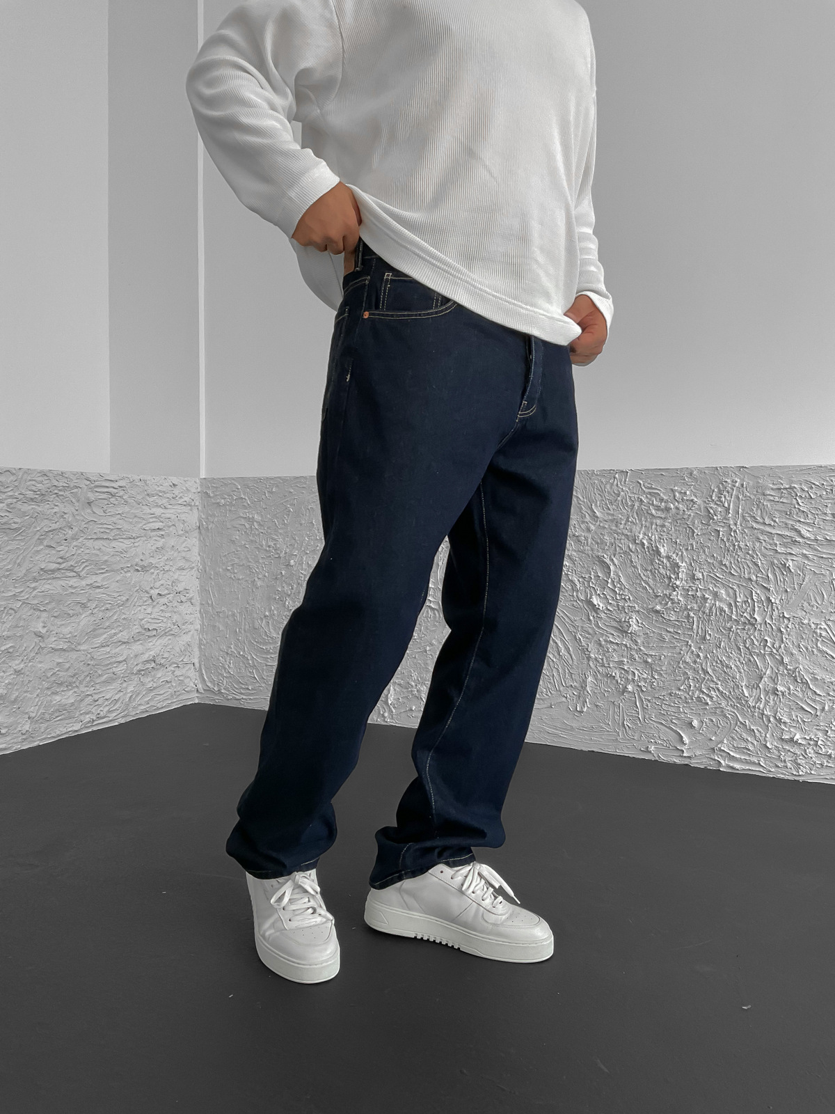 Lacivert Basic Yıkamalı Baggy Jean GJ-16198