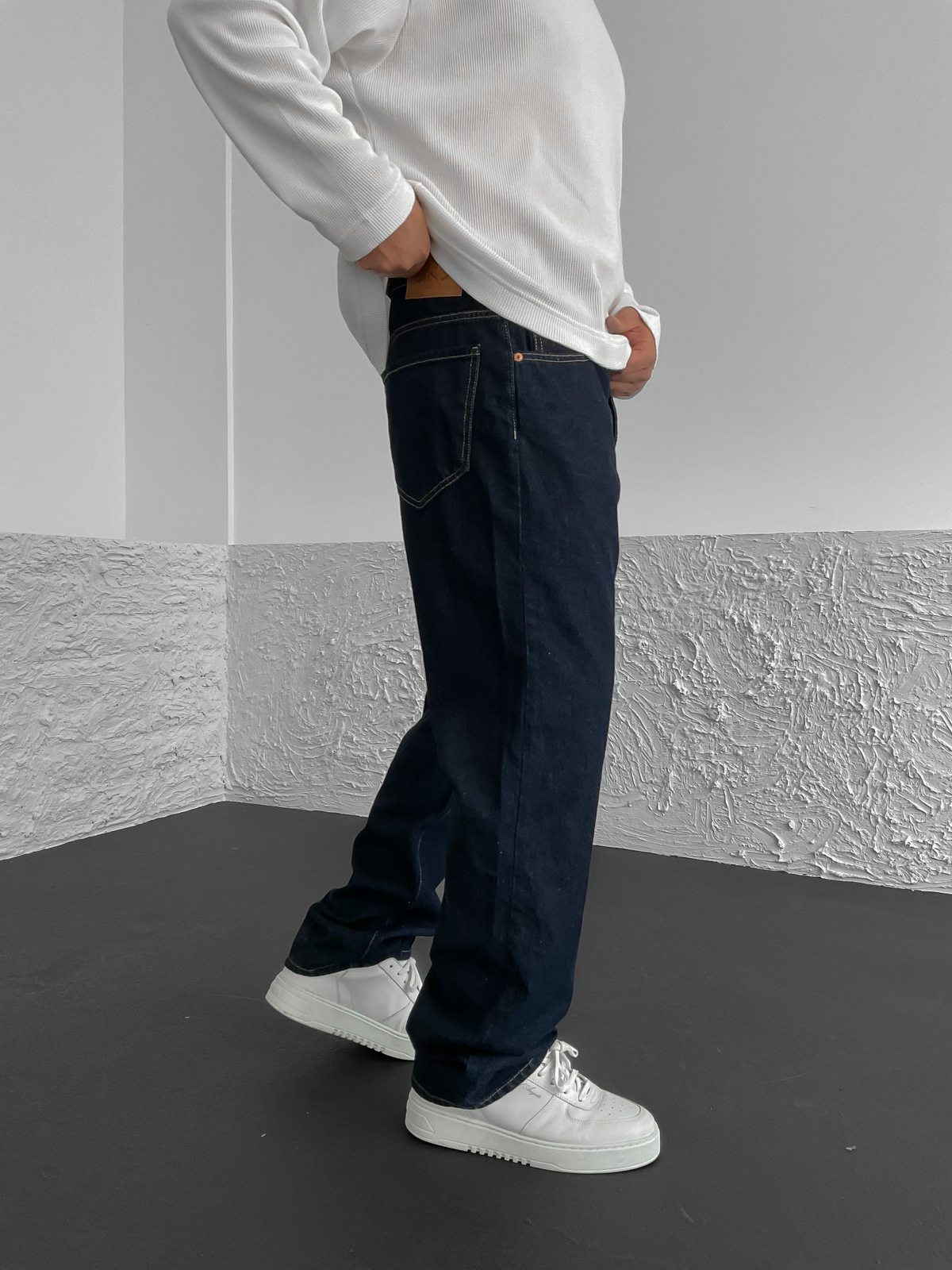 Lacivert Basic Yıkamalı Baggy Jean GJ-16198