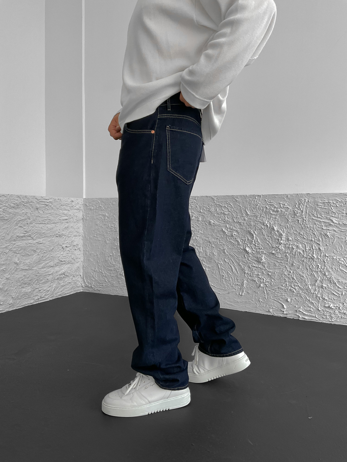 Lacivert Basic Yıkamalı Baggy Jean GJ-16198