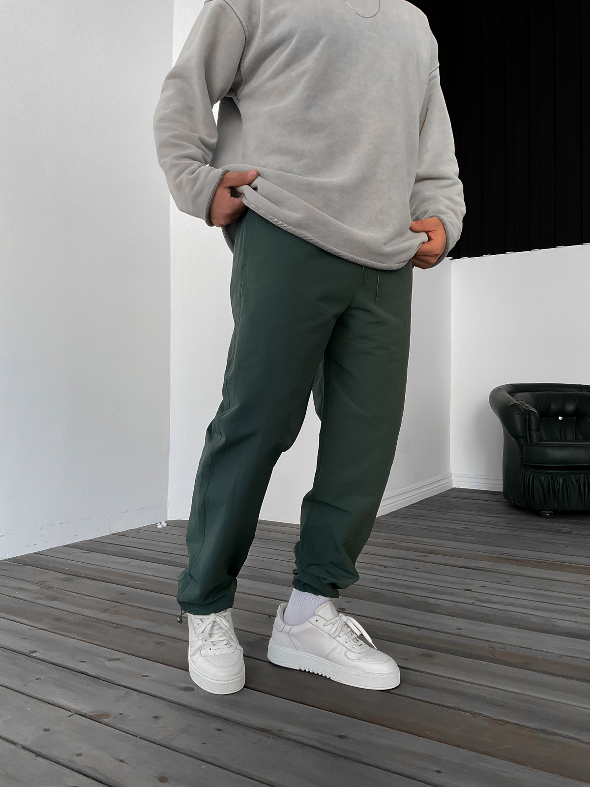 Koyu Yeşil Stoper Paraşüt Pantolon JJ-1316