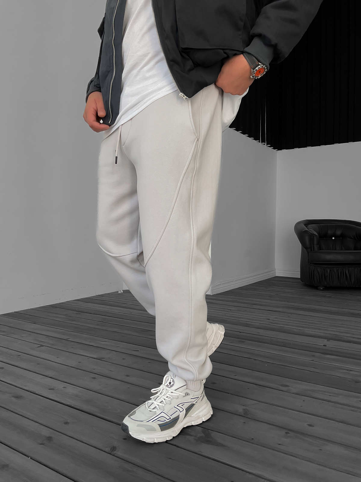 Ice Gri Dikişli Basic Eşofman BLA-651