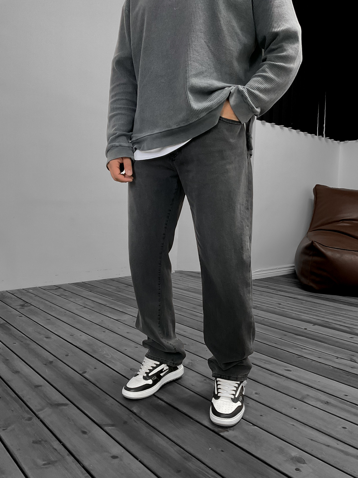 Antrasit Baggy Jean GJ-16198/16561