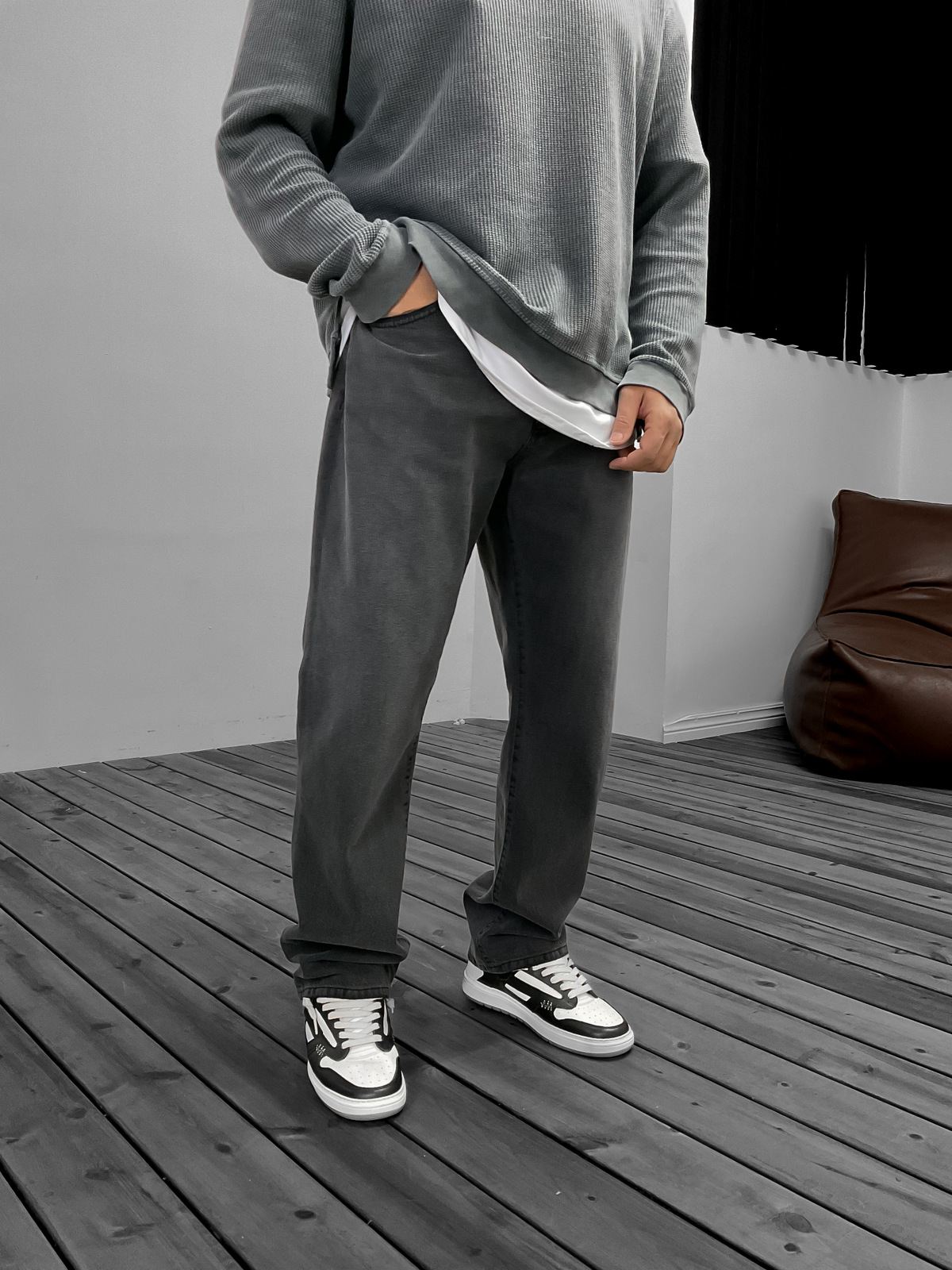 Antrasit Baggy Jean GJ-16198/16561