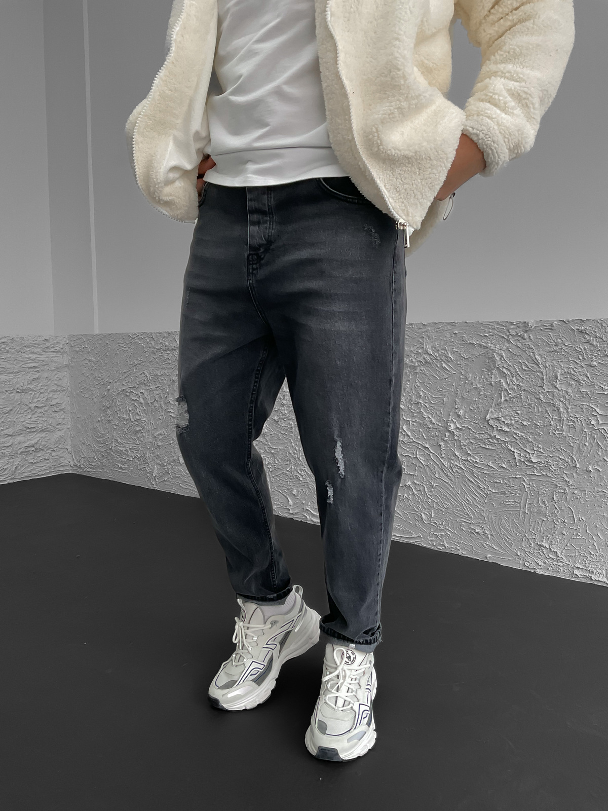 Antrasit Yıkamalı Yırtıklı Relax Fit DP-005/26/25