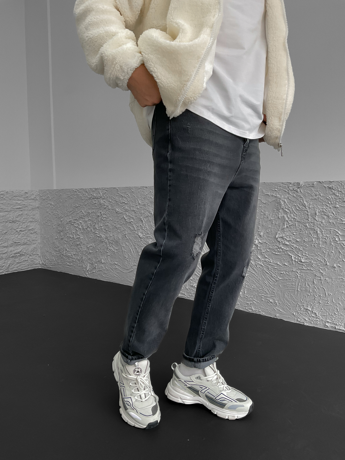 Antrasit Yıkamalı Yırtıklı Relax Fit DP-005/26/25