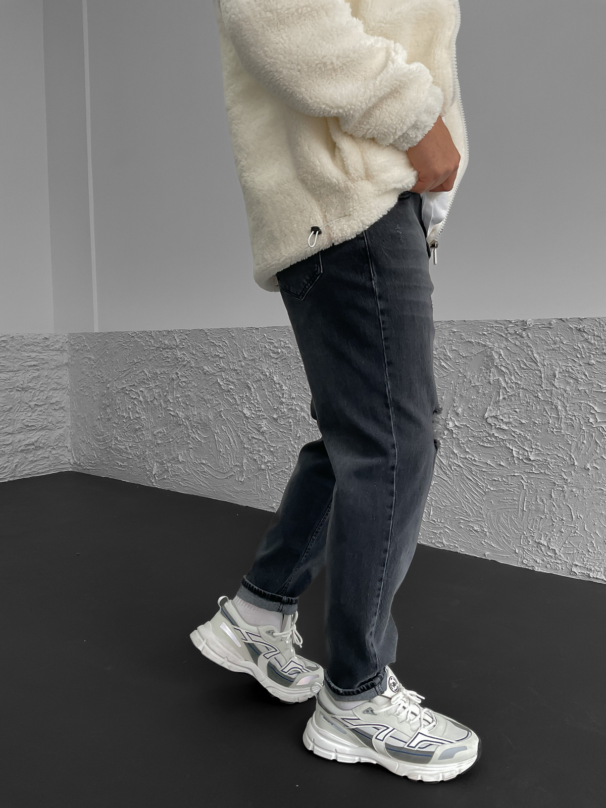 Antrasit Yıkamalı Yırtıklı Relax Fit DP-005/26/25