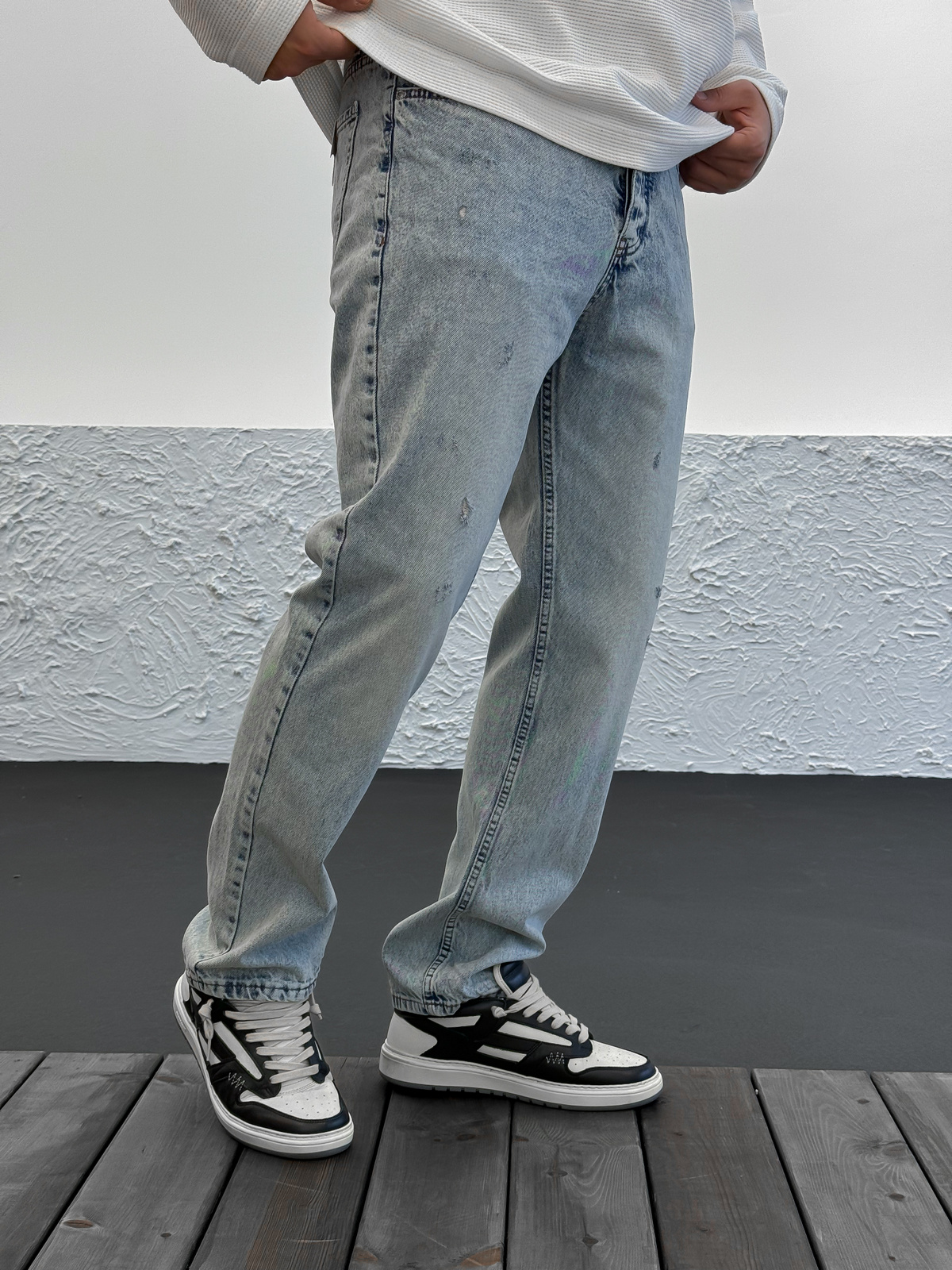 Açık Mavi Yıkamalı Yırtıklı Baggy KE-249