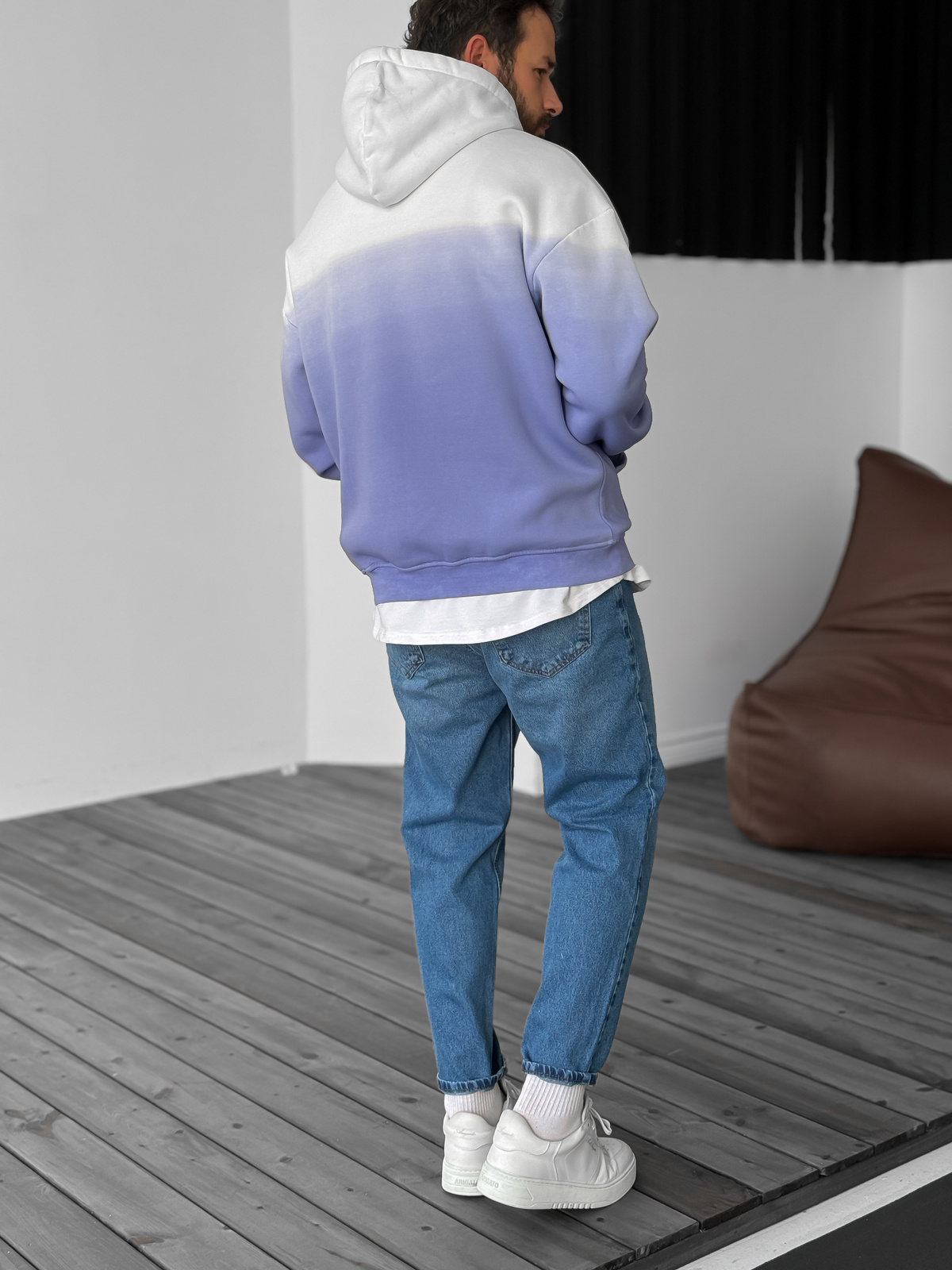 Mor Gradient Kapüşonlu Sweat V-40-119