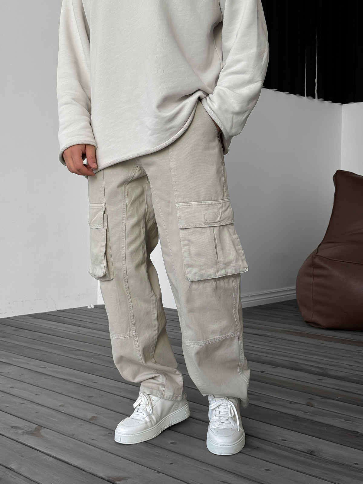 Bej Kargo Cepli Dikişli Baggy Jean DF-2161