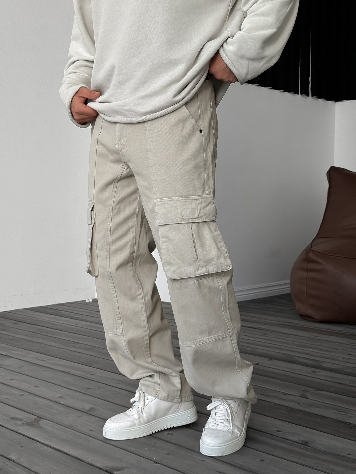 Bej Kargo Cepli Dikişli Baggy Jean DF-2161