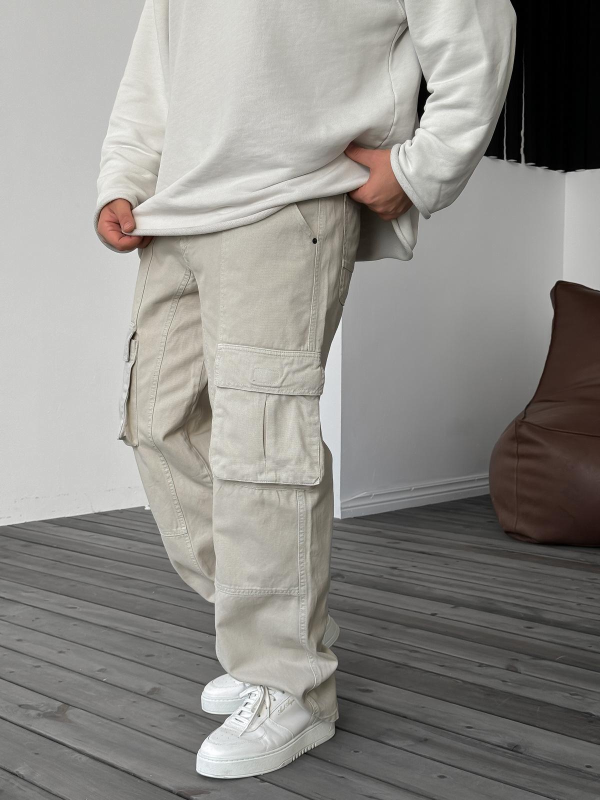 Bej Kargo Cepli Dikişli Baggy Jean DF-2161