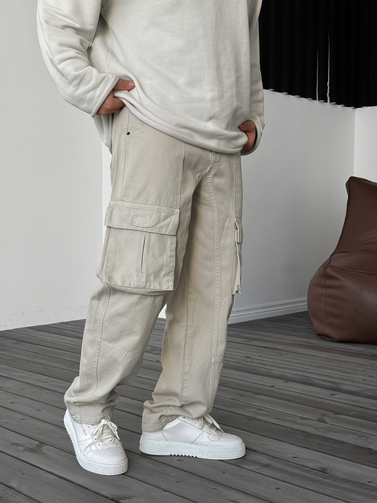 Bej Kargo Cepli Dikişli Baggy Jean DF-2161