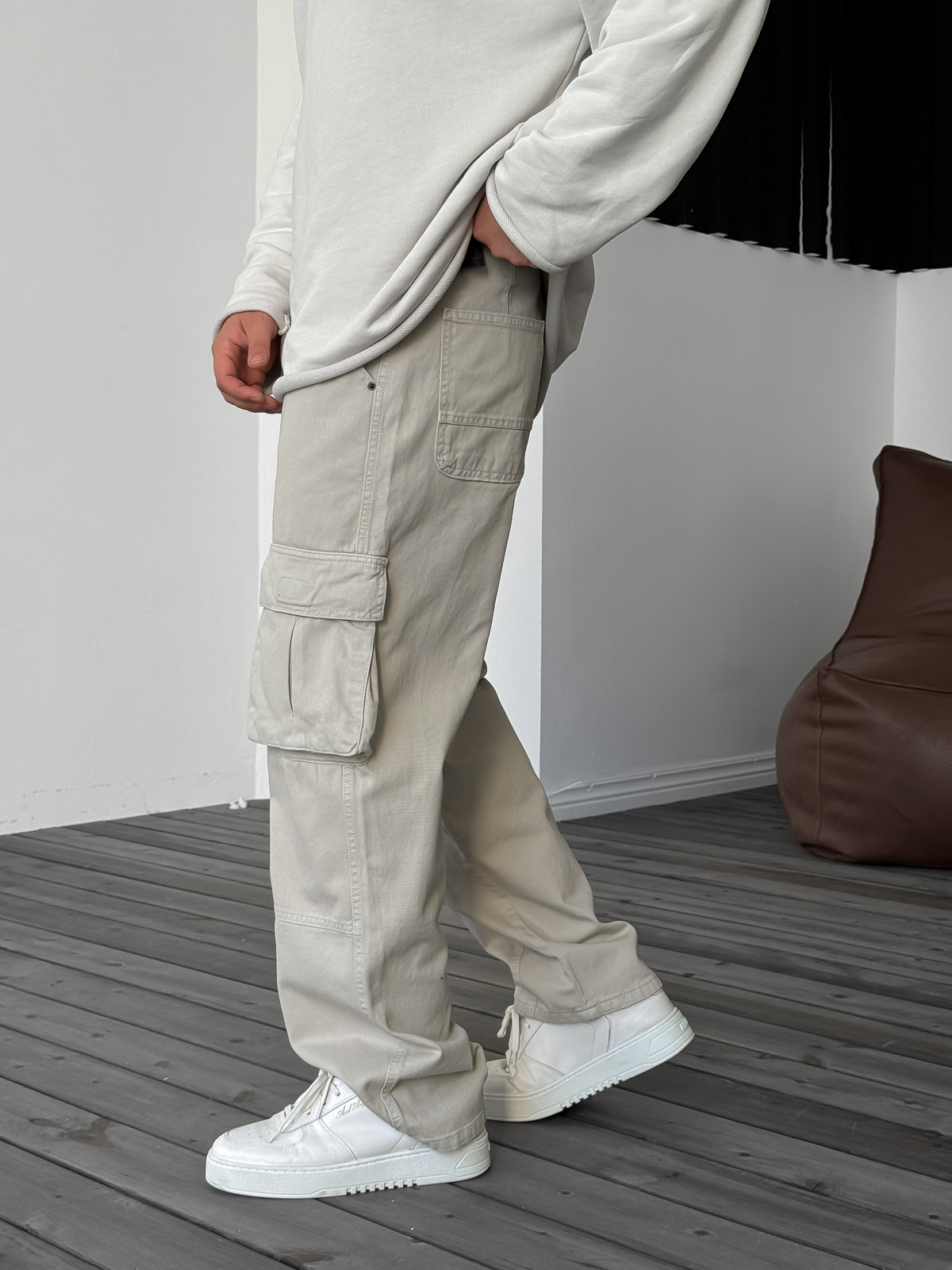Bej Kargo Cepli Dikişli Baggy Jean DF-2161