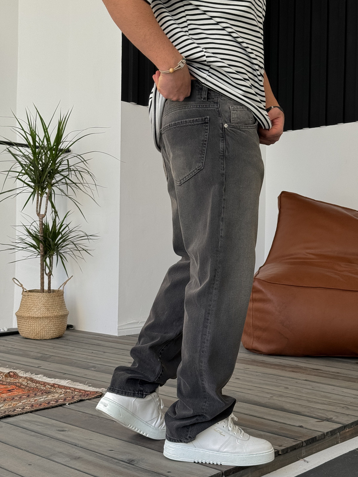 Antrasit Eskitme Baggy Jean GJ-15929