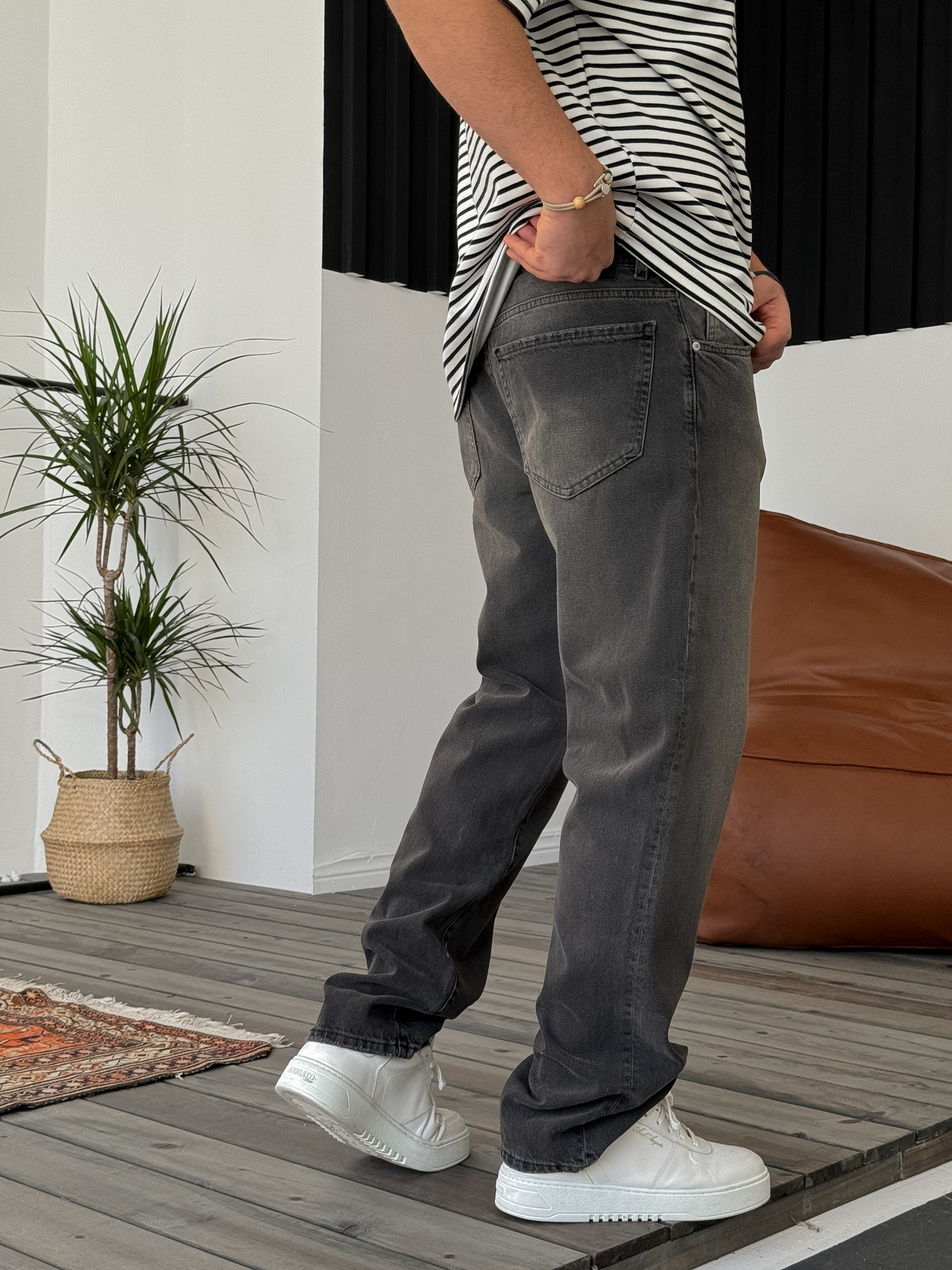 Antrasit Eskitme Baggy Jean GJ-15929