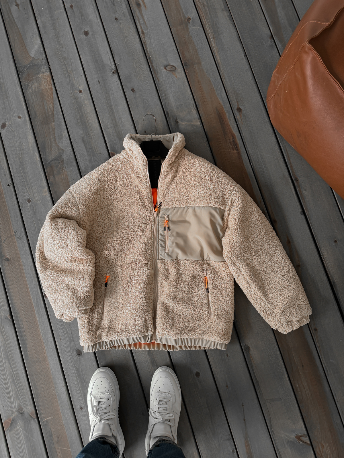 Bej Paraşüt Cepli Peluş Ceket LS-86024