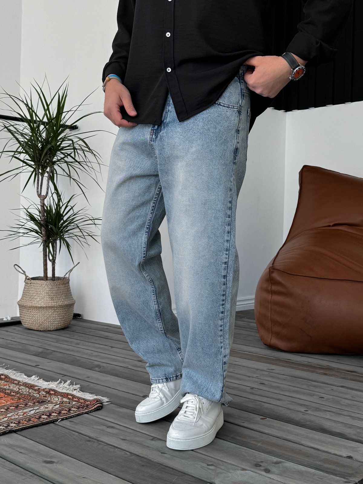 Açık Mavi Taşlamalı Baggy Jean KE-342/348/343