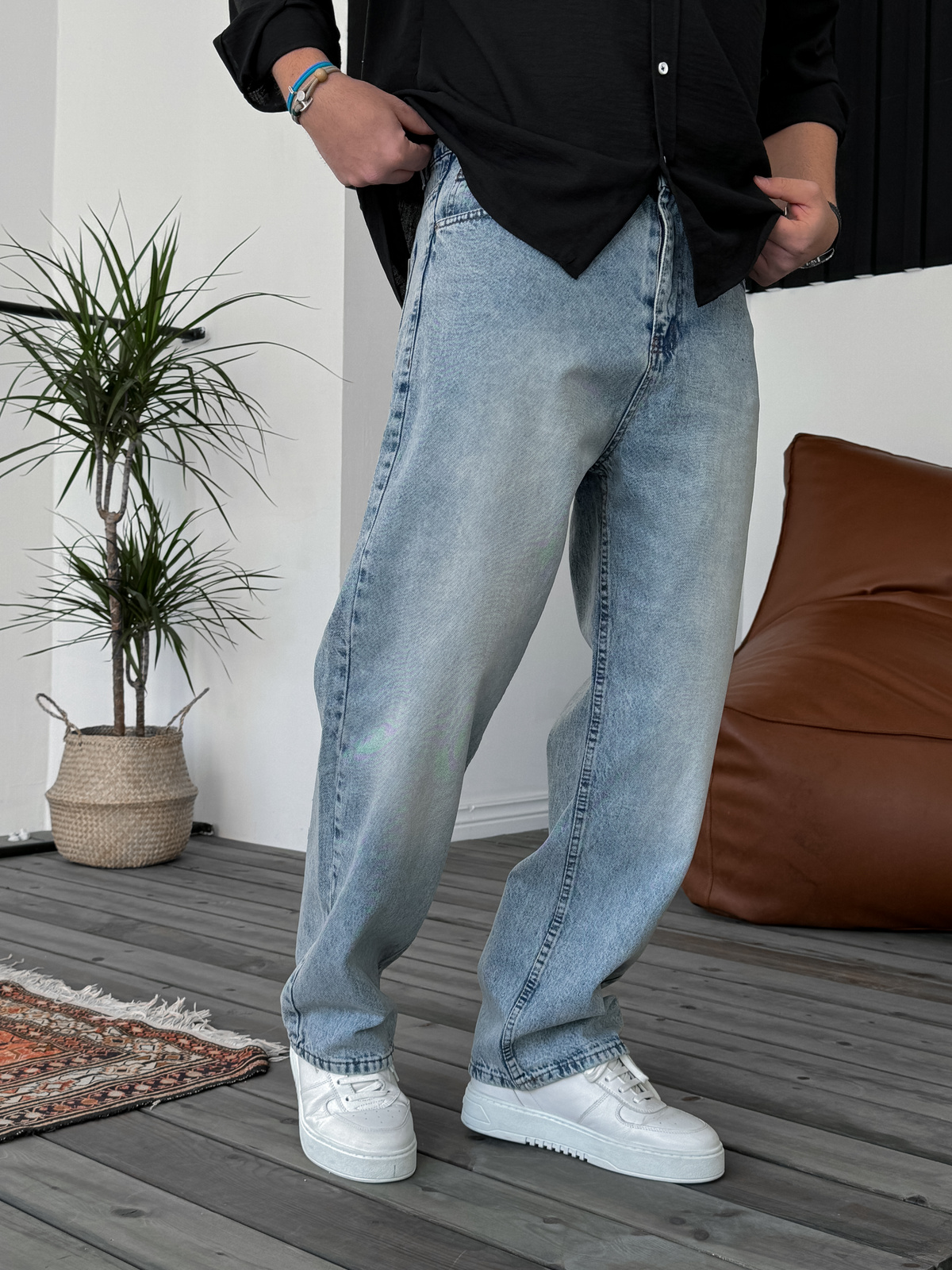 Açık Mavi Taşlamalı Baggy Jean KE-342/348/343