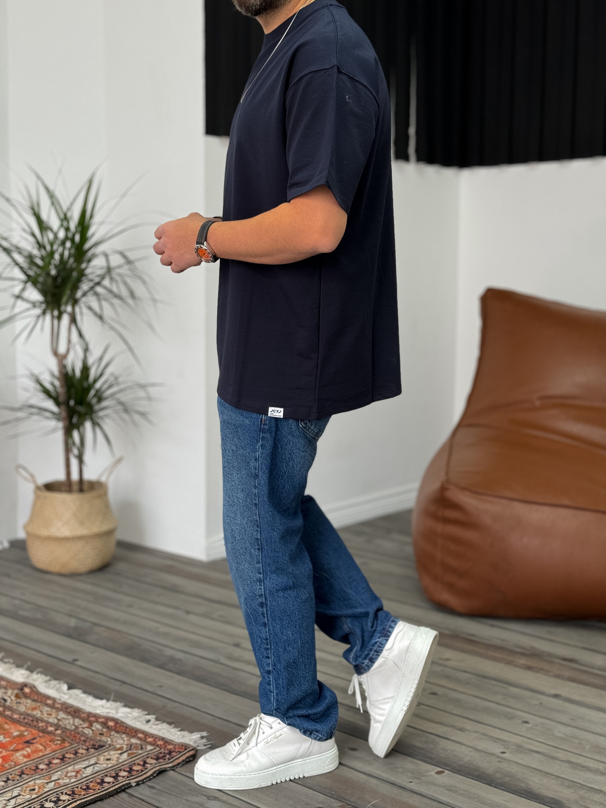 Lacivert İki İplik Basic T-Shirt V2 JJ-692