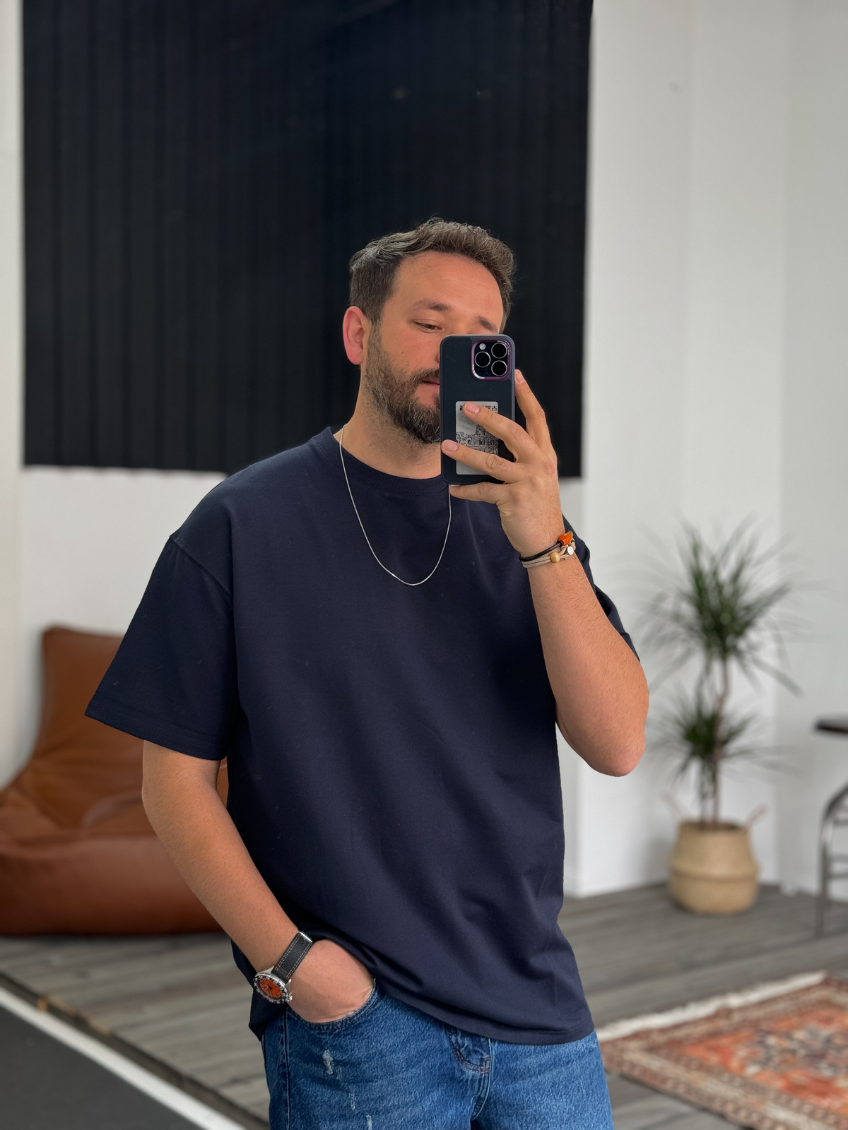 Lacivert İki İplik Basic T-Shirt V2 JJ-692