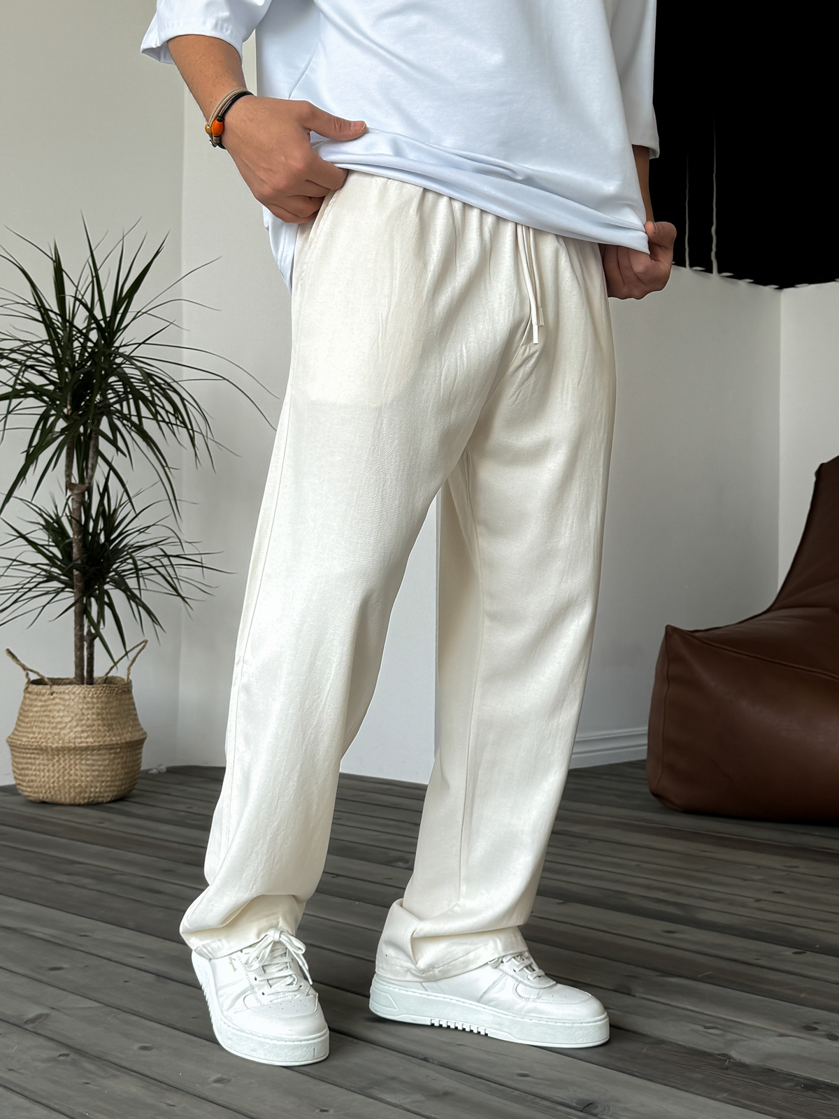 Bej Rahat Kalıp Baggy Pantolon B-3032