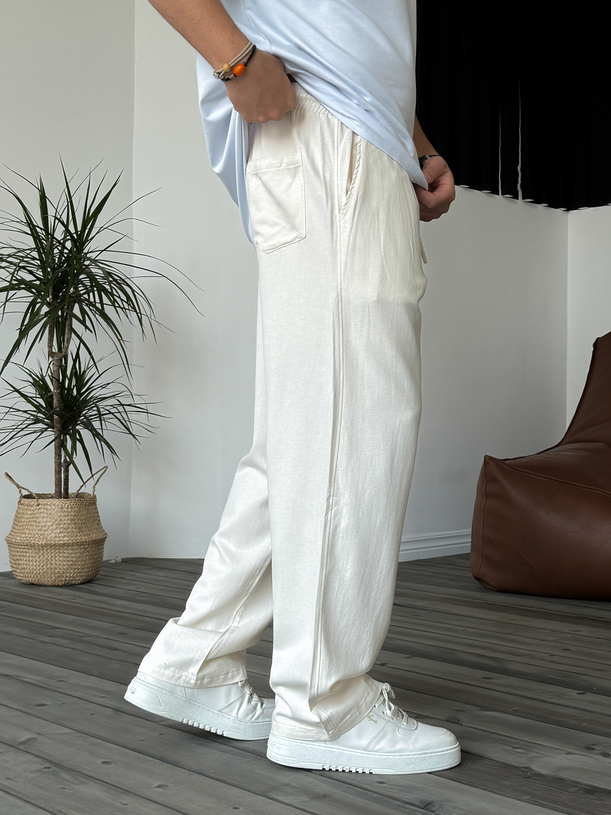 Bej Rahat Kalıp Baggy Pantolon B-3032