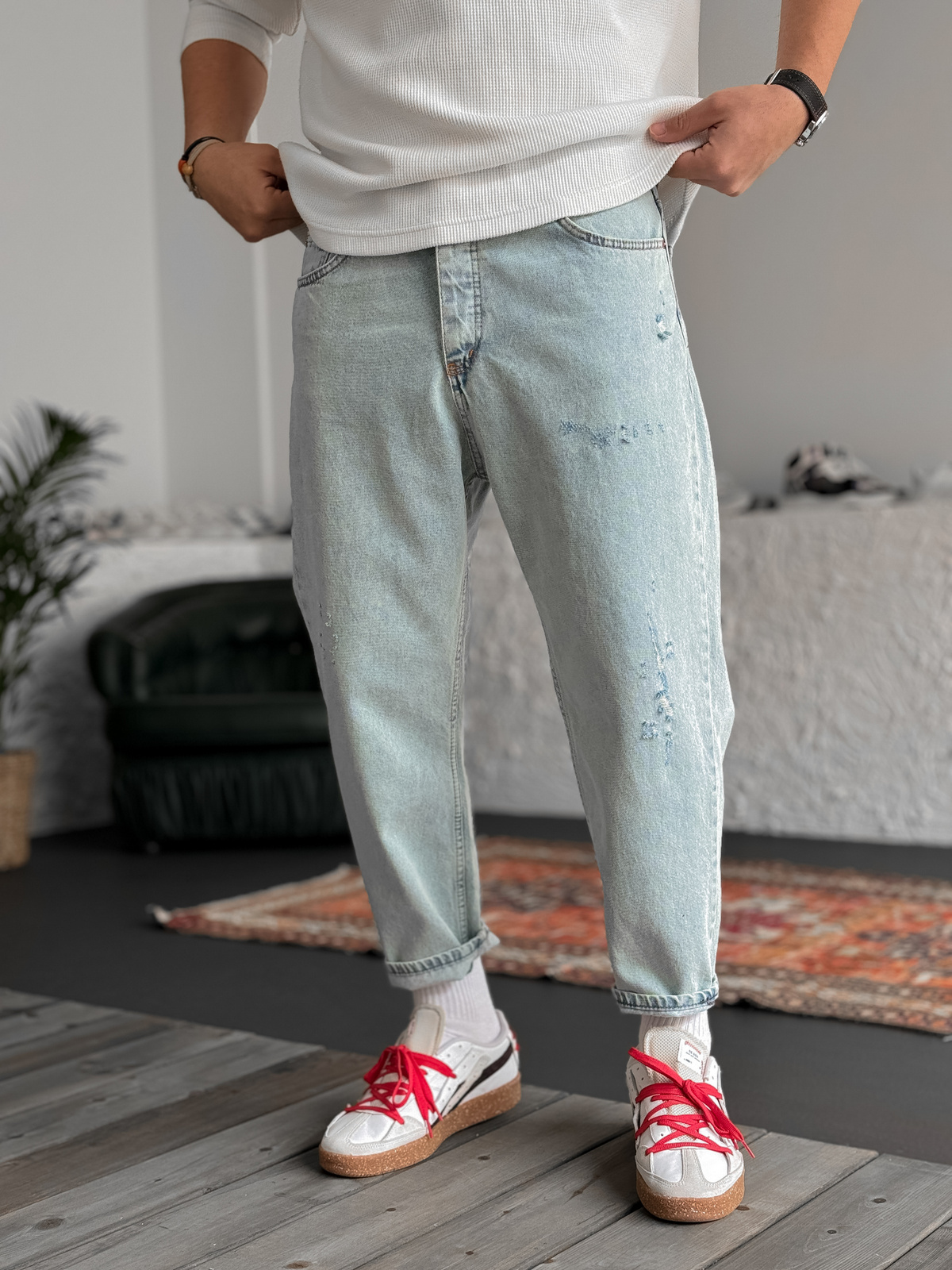 Buz Mavisi Çizik Yırtıklı Boyfriend DP-038