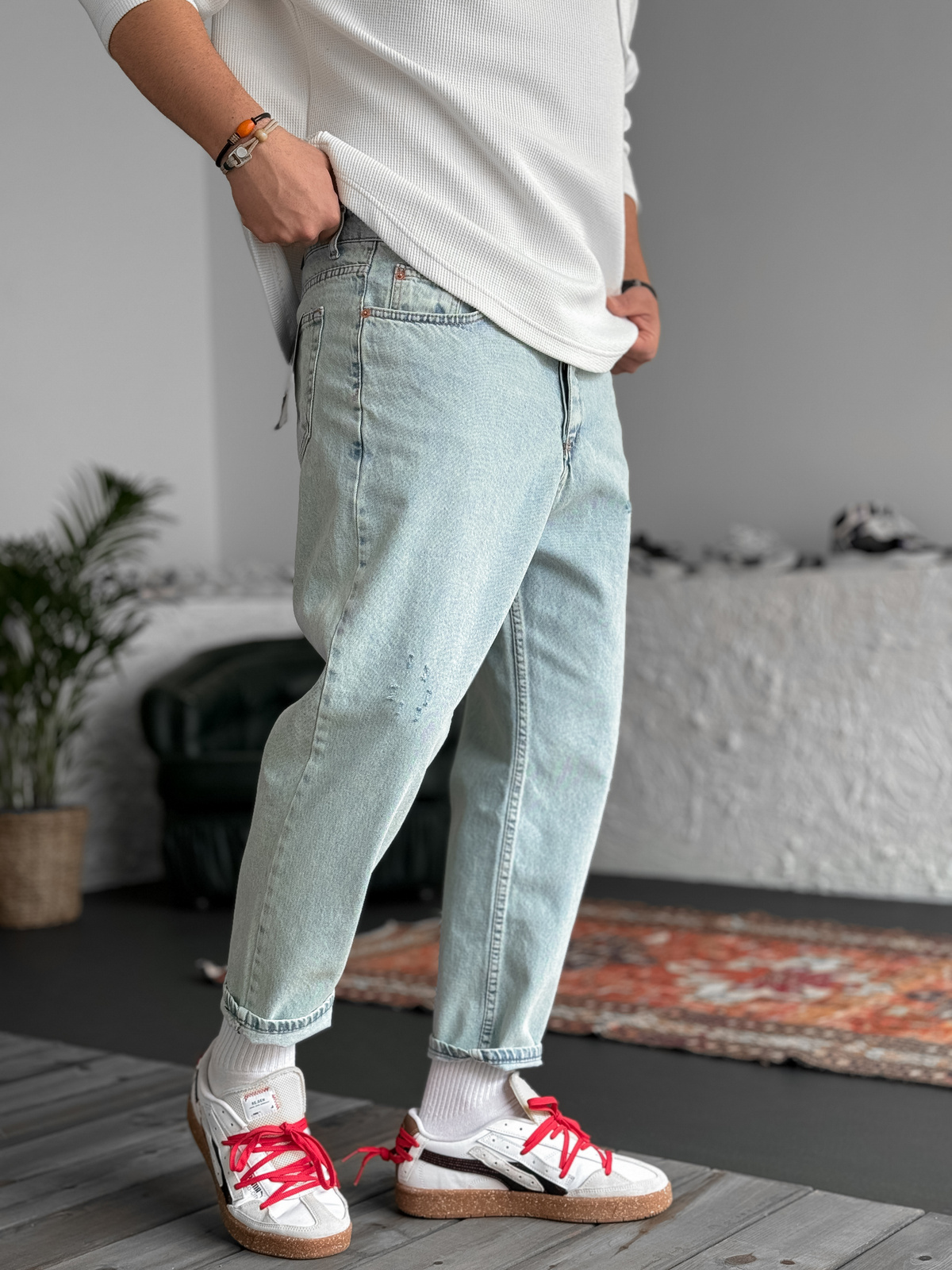 Buz Mavisi Çizik Yırtıklı Boyfriend DP-038