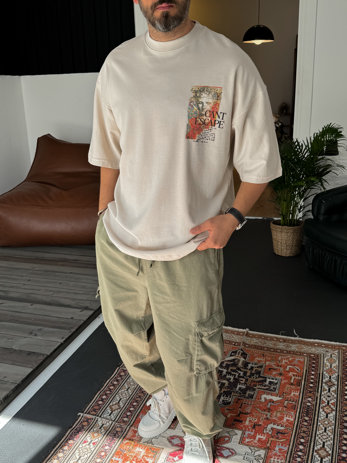 Bej Escape Oversize T-Shirt LB-9028