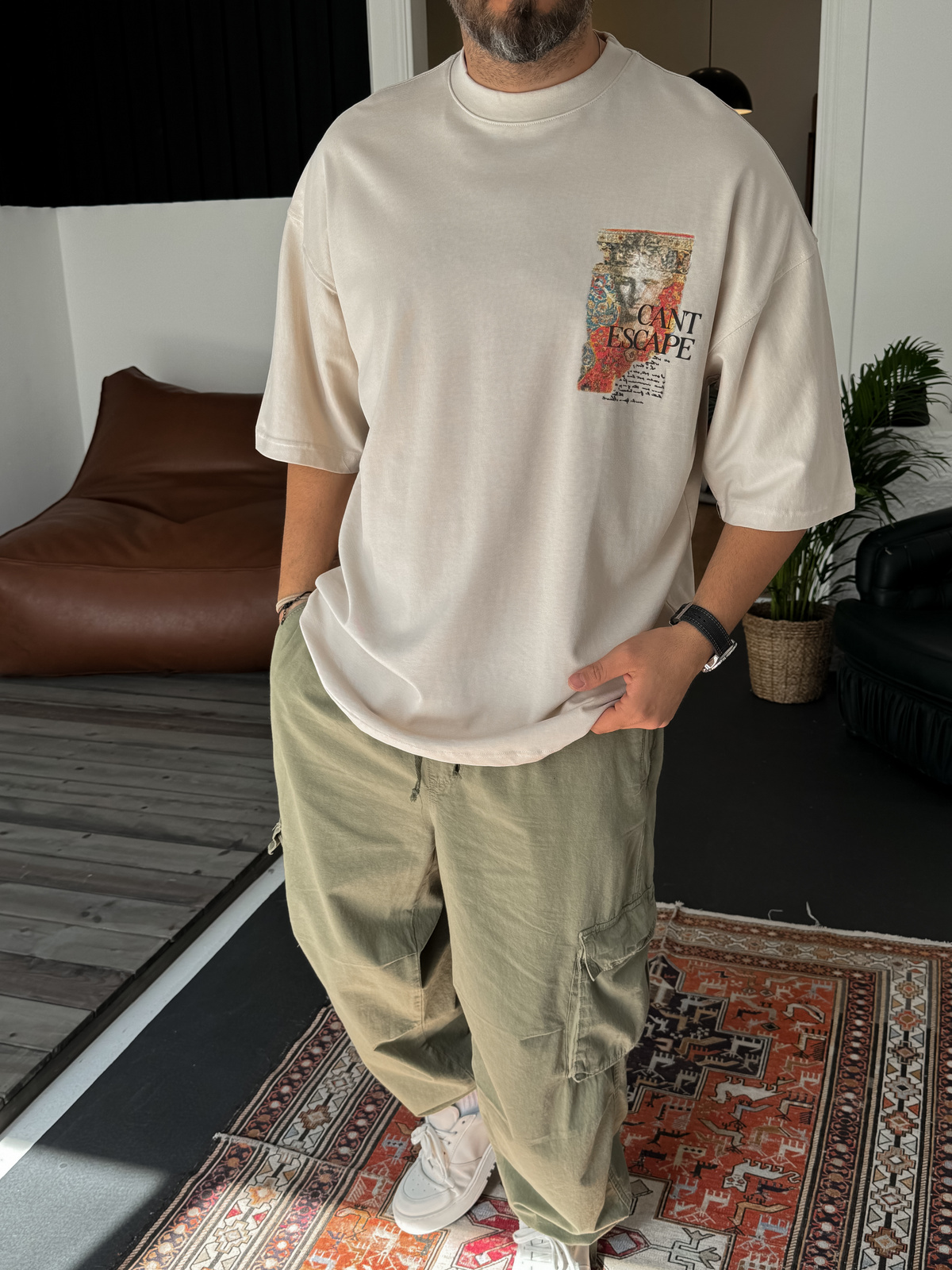 Bej Escape Oversize T-Shirt LB-9028