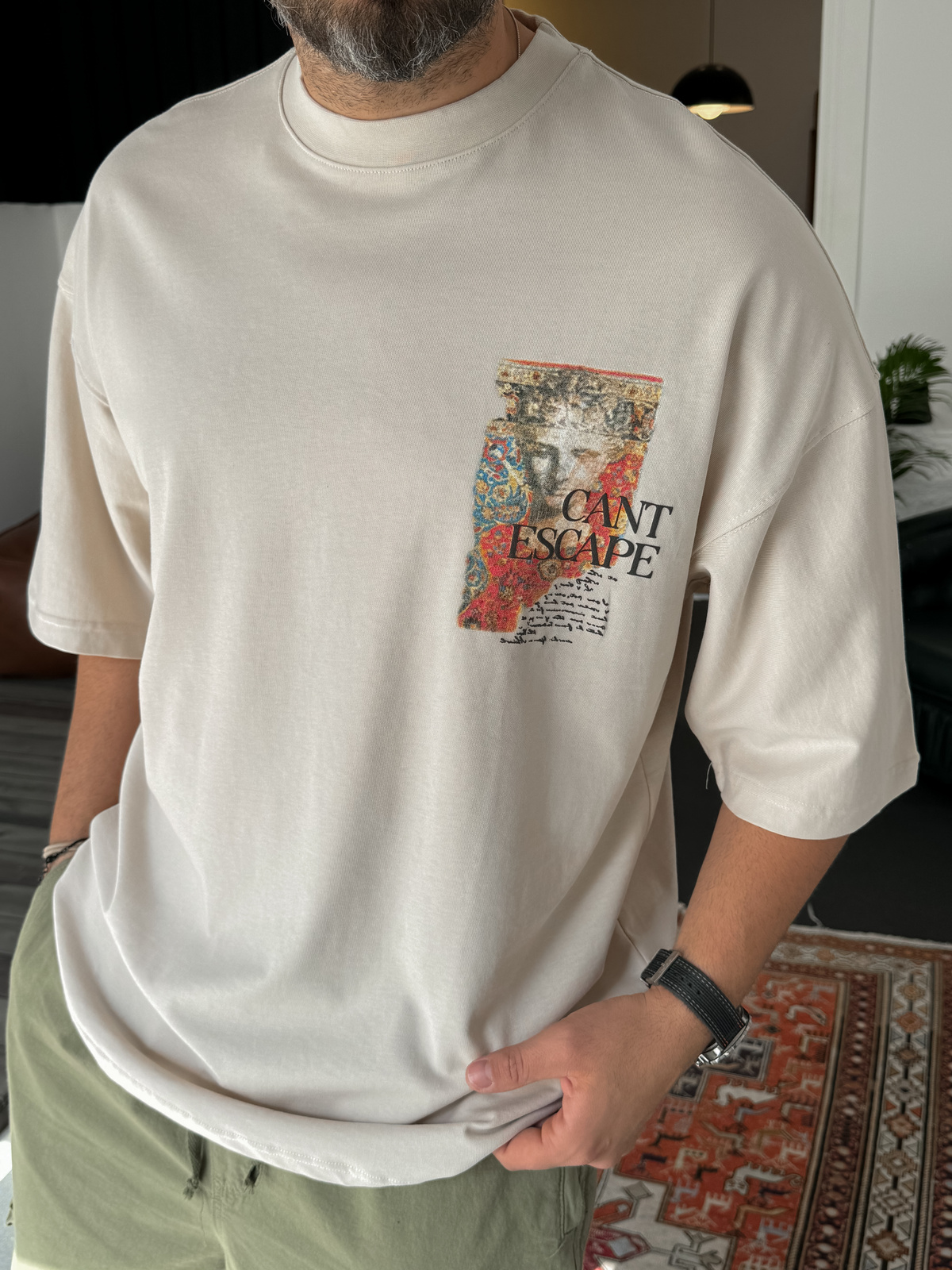 Bej Escape Oversize T-Shirt LB-9028