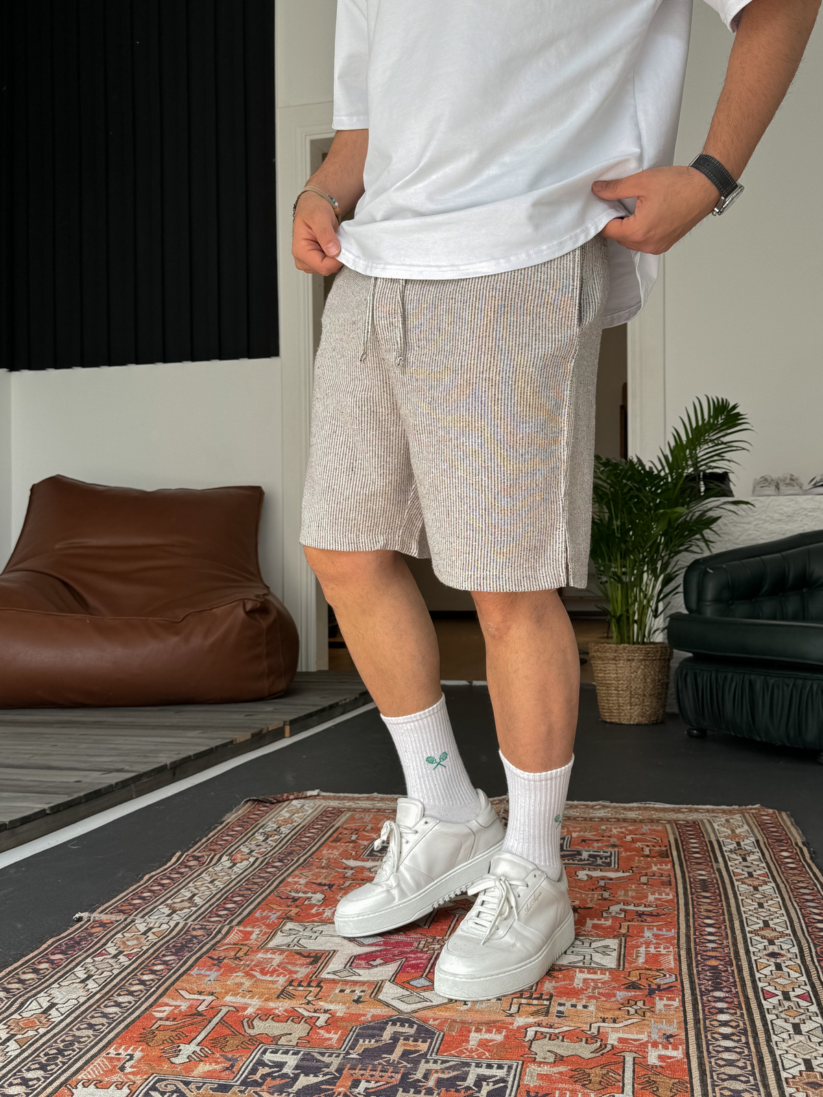 Kahve Milano Keten Şort G-5433