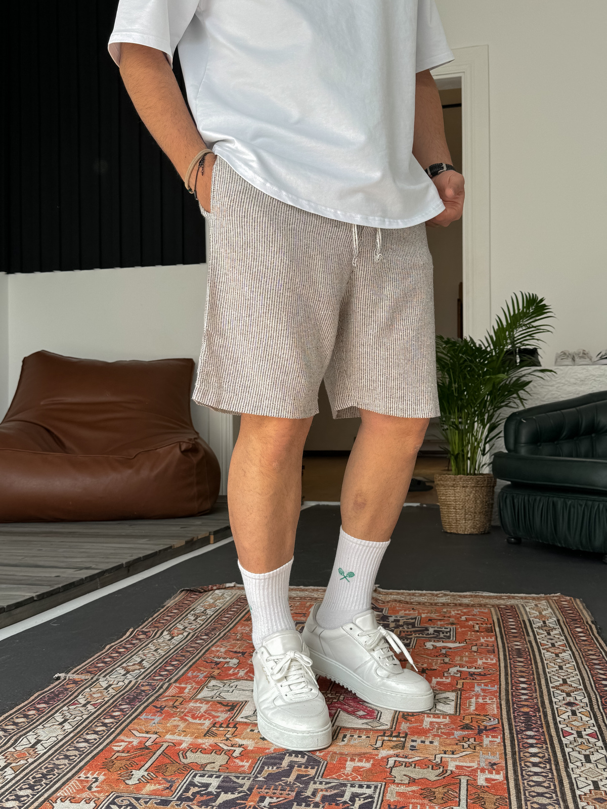 Kahve Milano Keten Şort G-5433