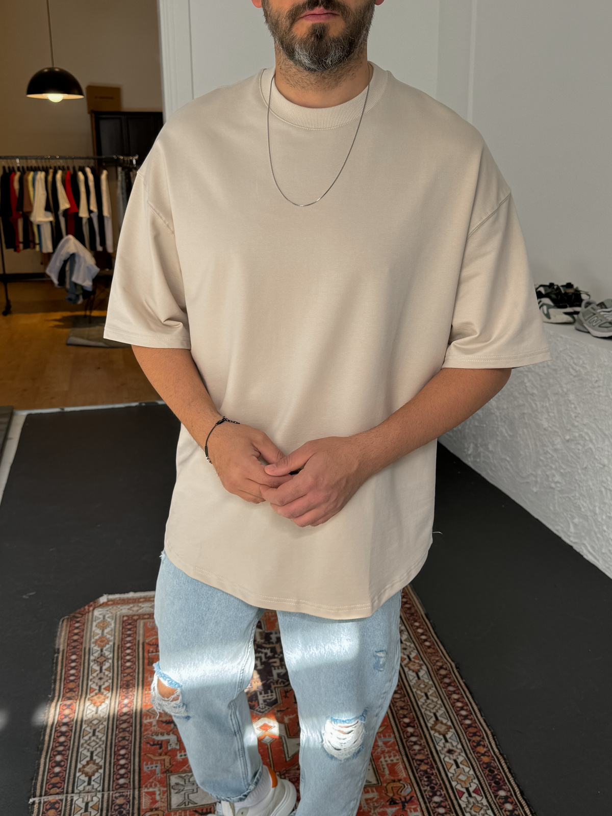 Bej İki İplik Basic T-Shirt BY-1208/363