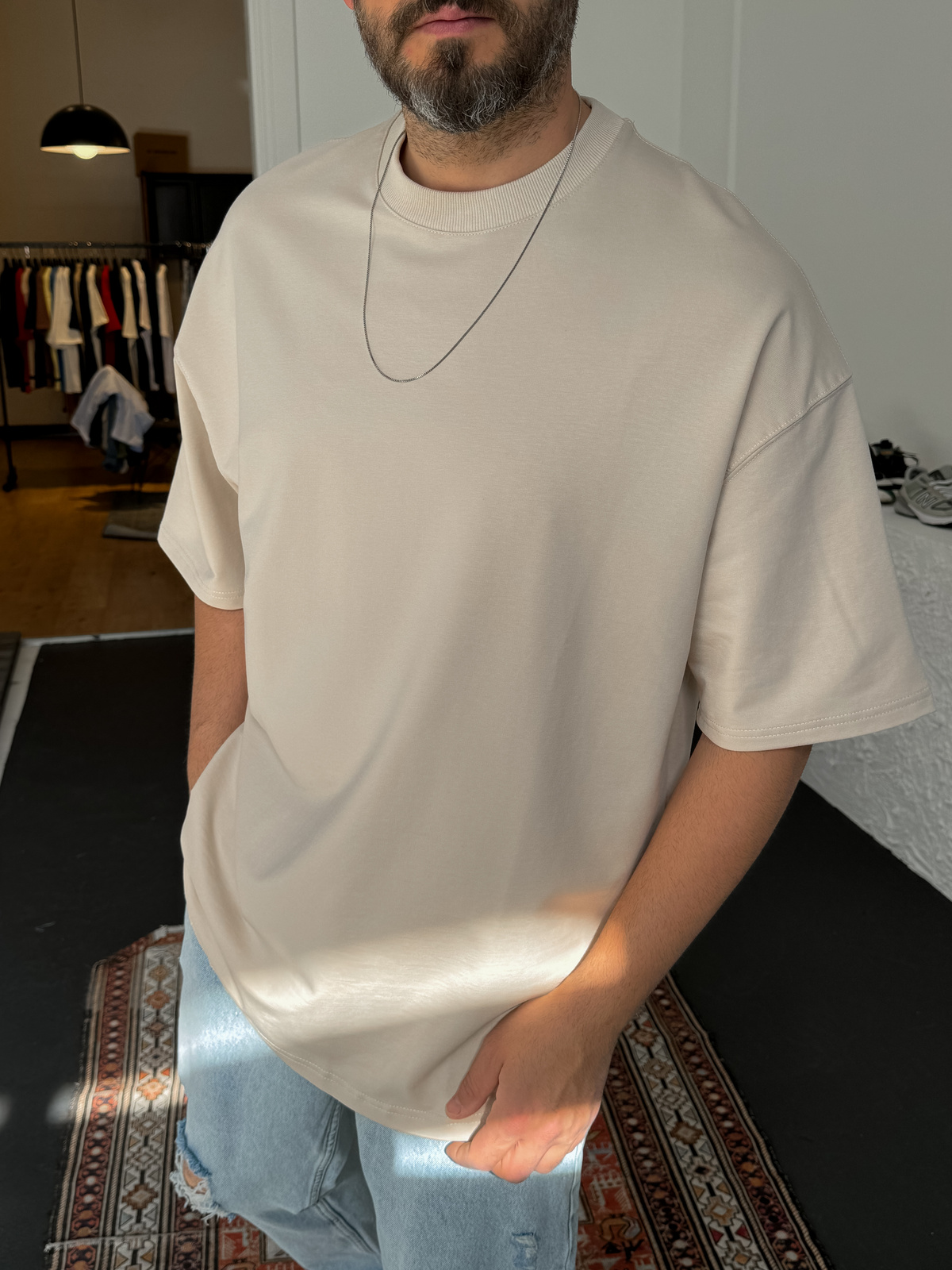 Bej İki İplik Basic T-Shirt BY-1208/363