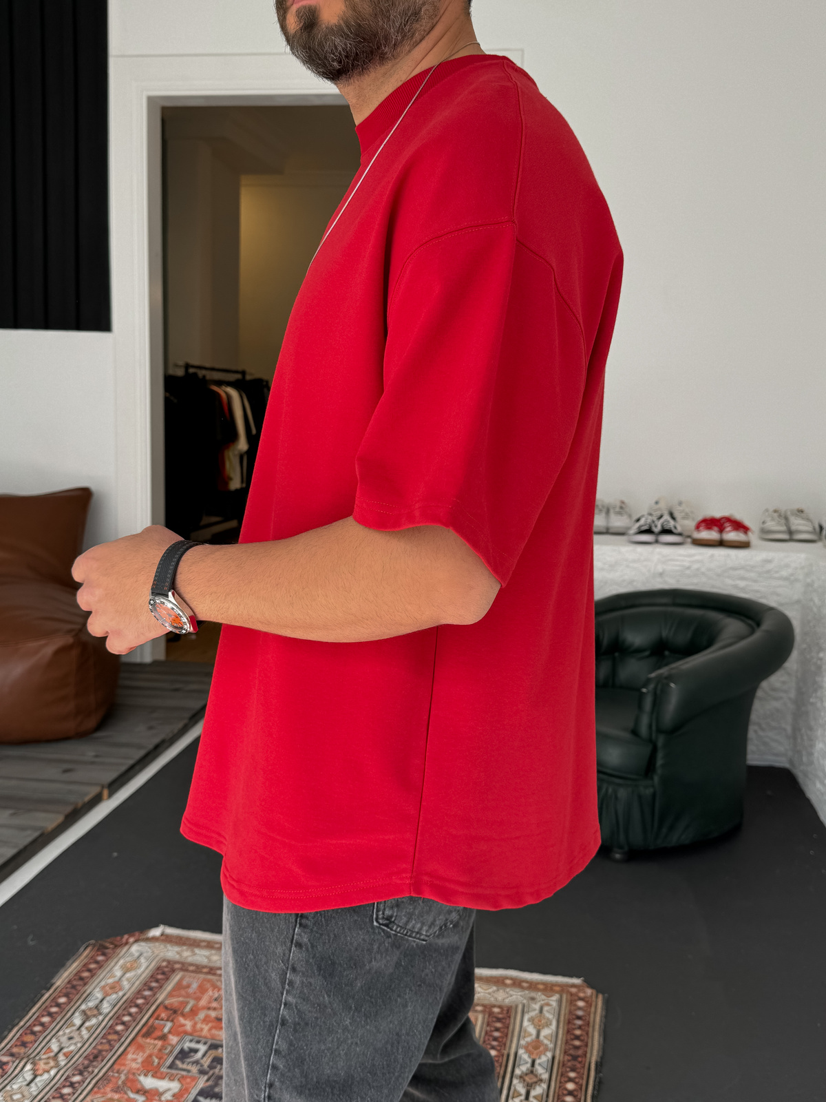 Kırmızı İki İplik Basic T-Shirt BY-1208/363