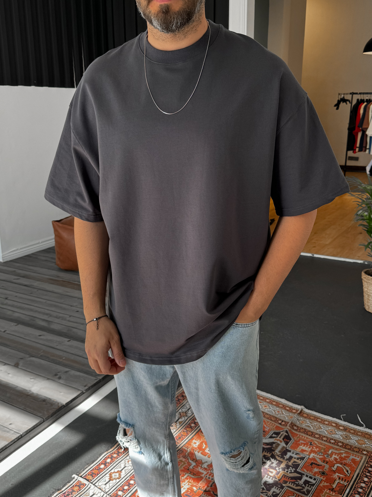 Füme İki İplik Basic T-Shirt BY-1208/363